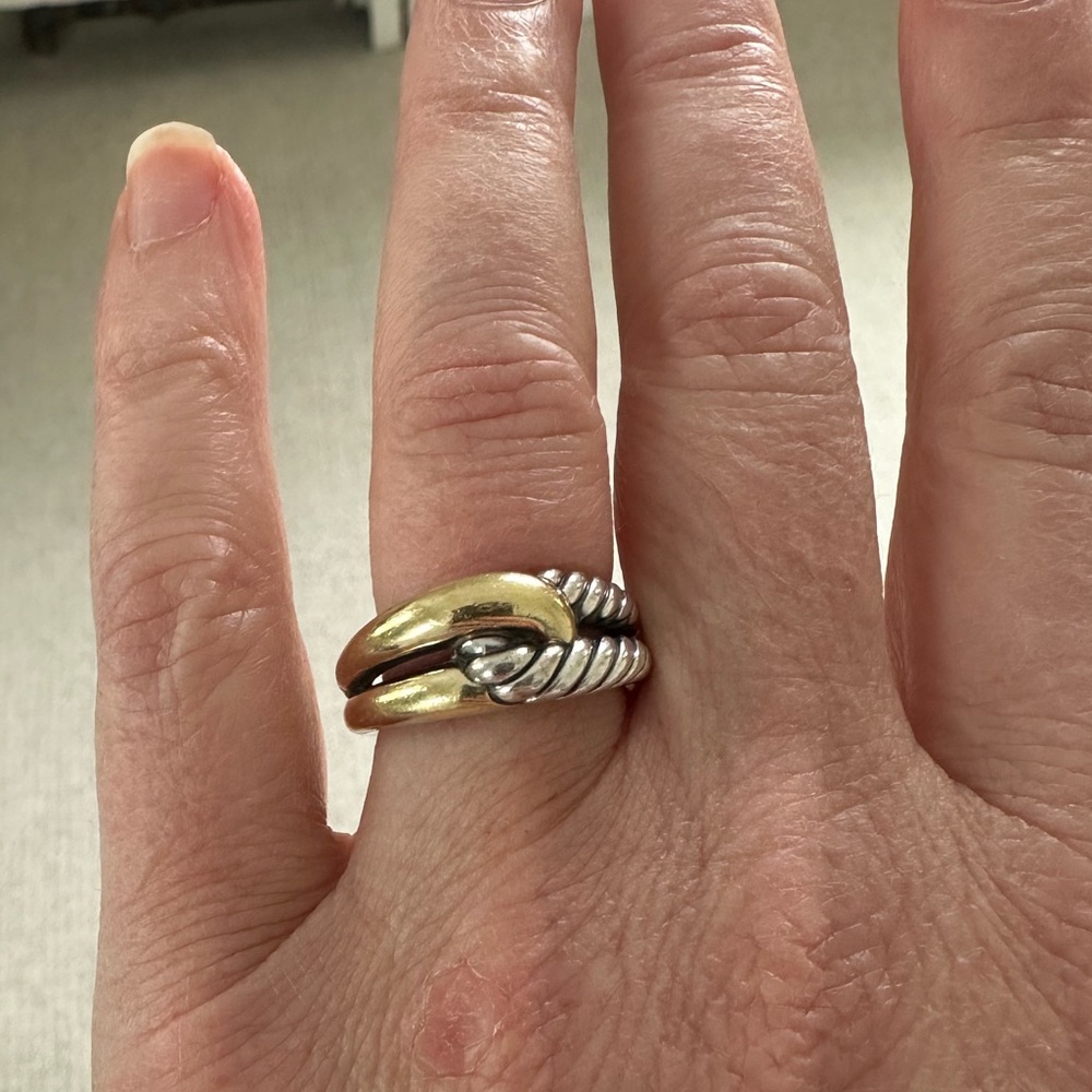 David Yurman Two-Tone Gold and Silver Rope Band Ring